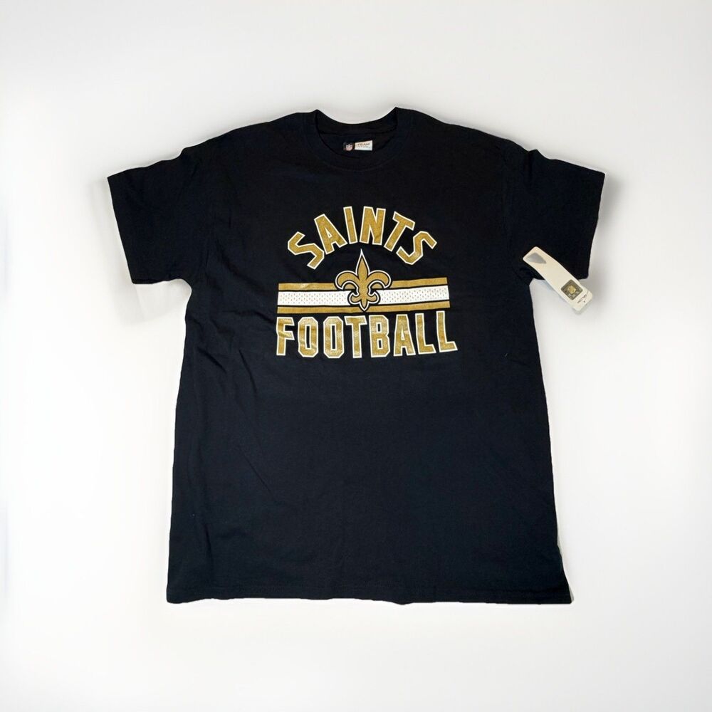 New Orleans Saints T Shirt Black Mens Large NFL Team Apparel New With Tags